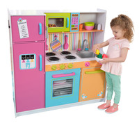 Play kitchen pink vintage - Retro Pink wooden toy kitchen for kids -  KinderSpell ®