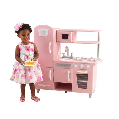 Kinderküche rosa pink - Holzküche retro