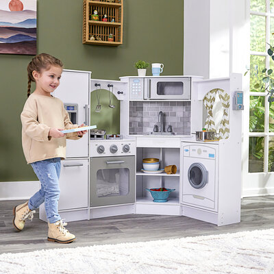 Large play kitchen - corner toy kitchen for children