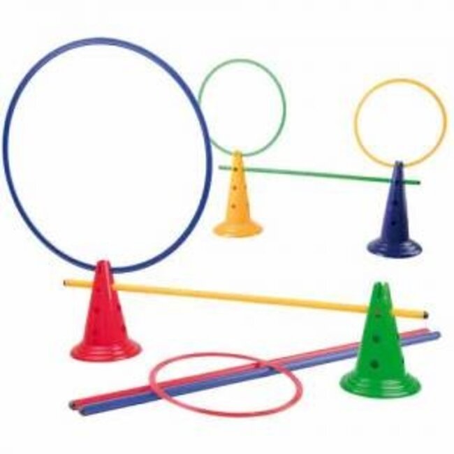 Obstacle course set with cones, hurdles and hoops - 12 pcs