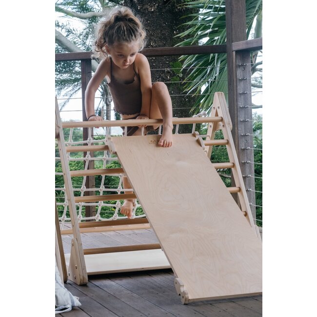 Pikler Wooden Indoor jungle gym set triangle and slide