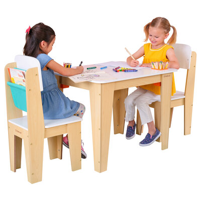 Childrens actvity table and chairs white for playroom and play corner