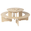 Round wooden table for Lego with integrated bench