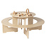 Round wooden table for Lego with integrated bench