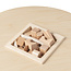 Round wooden table for Lego with integrated bench