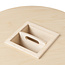 Round wooden table for Lego with integrated bench