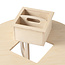 Round wooden table for Lego with integrated bench