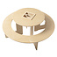 Round wooden table for Lego with integrated bench