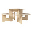 Round wooden table for Lego with integrated bench