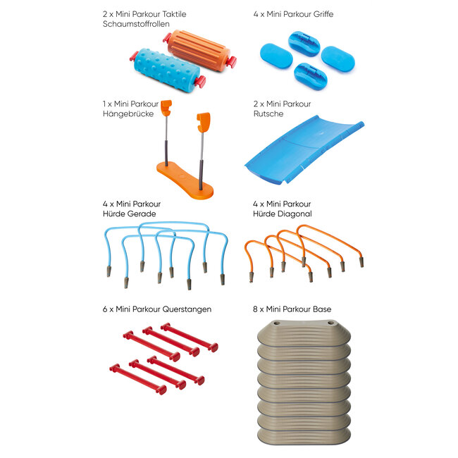 Gonge Parcour Mega Set 31 pcs with slide, suspension bridge and foam rollers