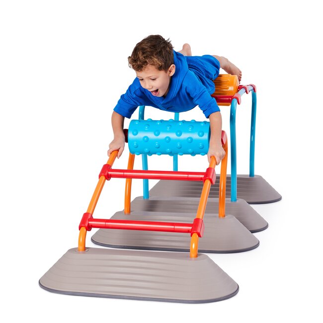 Gonge Parcours Mega Set 31 pièces avec toboggan, pont de singe et rouleaux en mousse