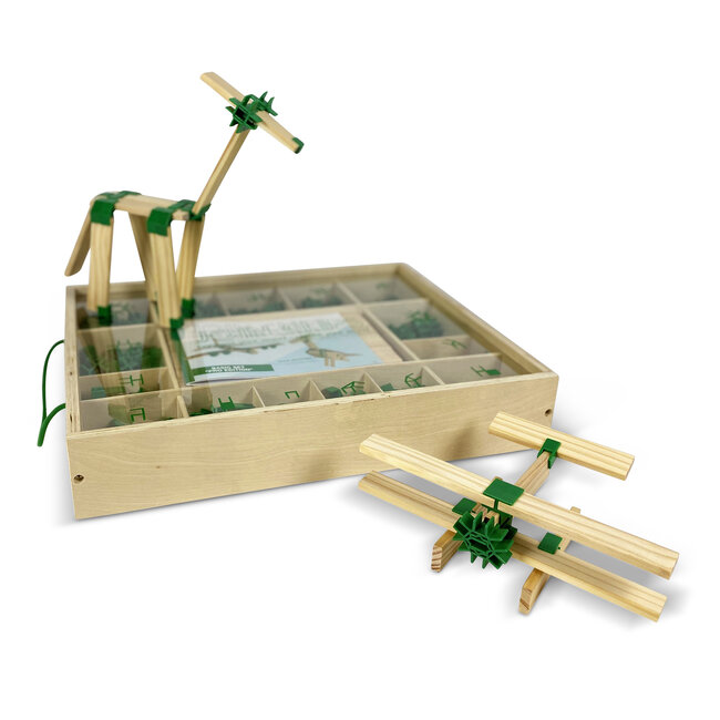 JOIN CLIPS Verbindingsstukjes voor Kapla 400 stuks en 80 houten plankjes