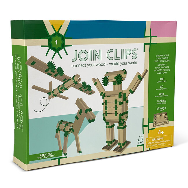 JOIN CLIPS Steckverbinder für Kapla Steine - 400 Verbindungsstücke und 80 Holzplättchen