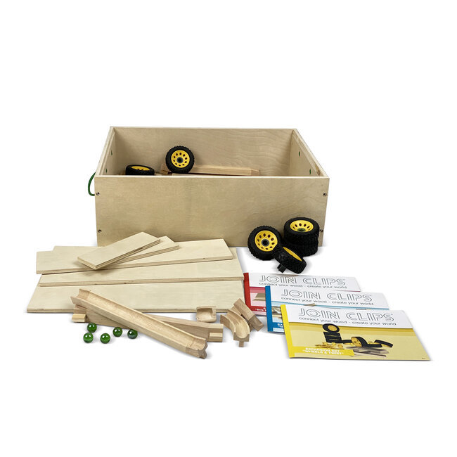 JOIN CLIPS Wielen, bouwplaten en knikkerbaan - grote uitbreidingsset 3-in-1