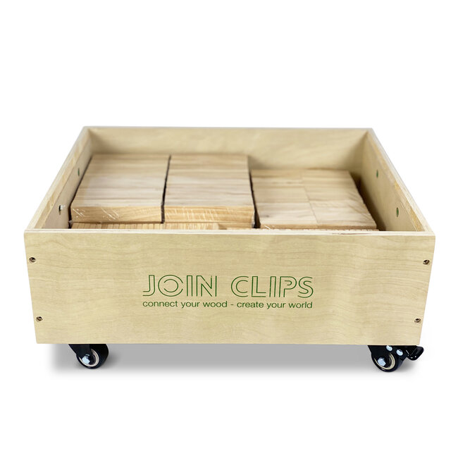 JOIN CLIPS Wooden building planks 500 pcs in wooden storage box with lid