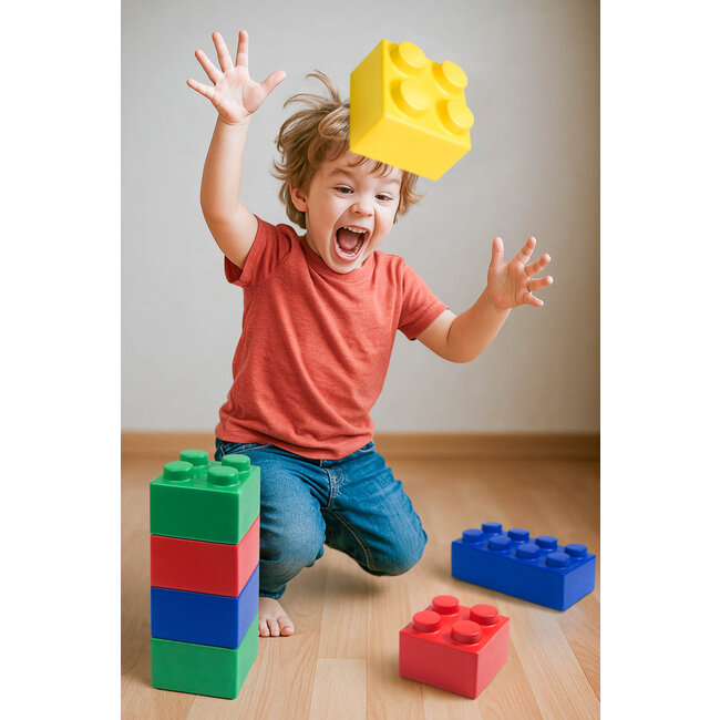 SoftBlocks kunststof bouwblokken type Lego van uniek rubberachtig materiaal - 42 stuks