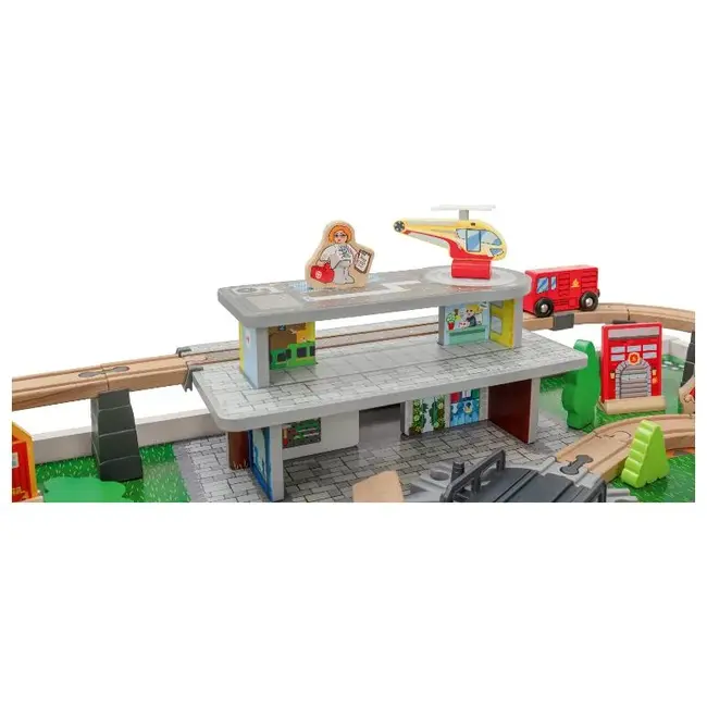 Table circuit train en bois - 100 pièces