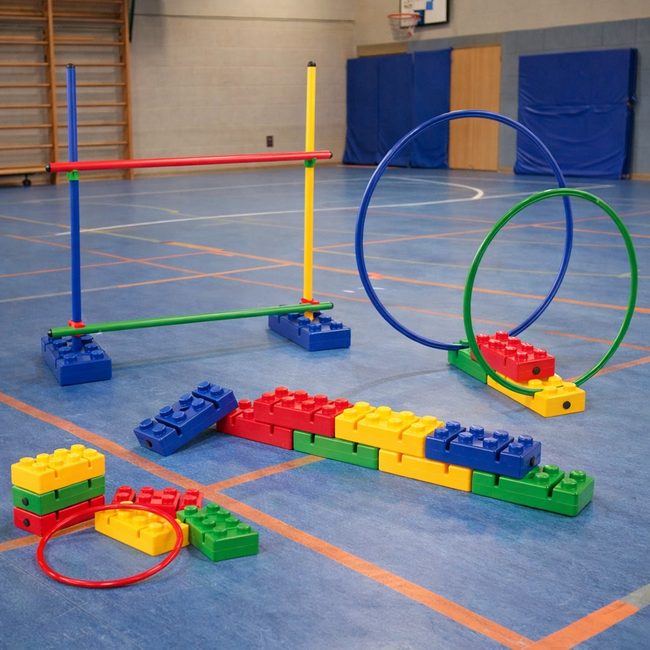 Gross motor kit with agility hoops and hurdles
