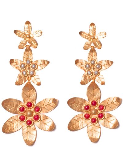 Adamarina Saffron Red Coral  Earrings