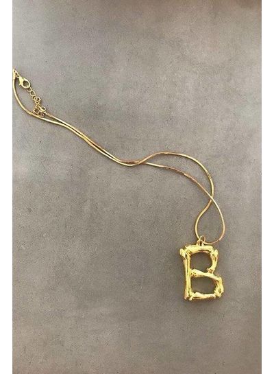 Adamarina B- Colgante letra  dorado con cadena