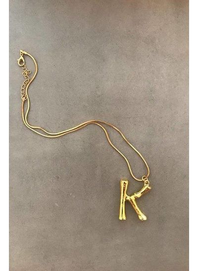 Adamarina K - Initial Alphabet letter pendant with chain