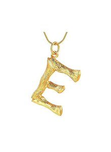 Adamarina E- Initial Alphabet letter pendant with chain