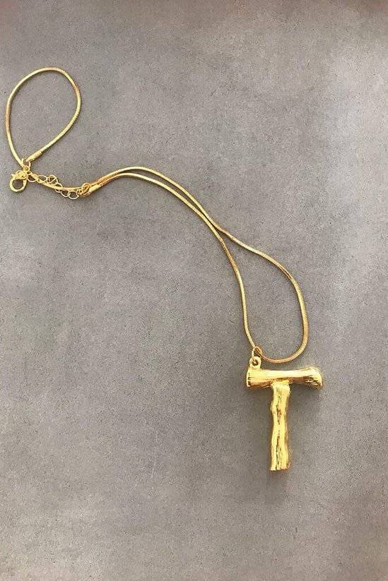 Adamarina - Golden Letter A pendant 