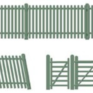 Ratio Ratio Lineside 430 Station Fencing Gates & Ramps Green (Gauge H0/00)