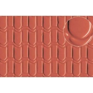 Slater's Plastikard SL440 Builder Sheet embossed with roofing tile scalloped shell in stone red,0 gauge, plastic