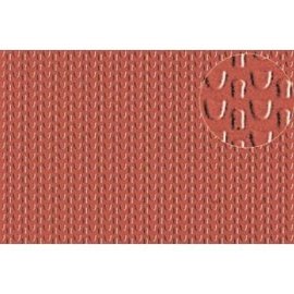 Slater's Plastikard SL444 Builder Sheet embossed with roofing tile scalloped shell in stone red, N gauge, plastic