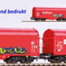 Piko Piko 58378 2er Set Schiebeplanenwagen Shimmns mit Grafitti und realistischer Alterung DC Epoche VI (Spur H0)