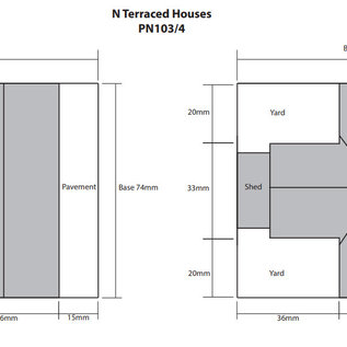 Metcalfe Metcalfe PN103 Terrace Houses in Red Brick (N gauge)
