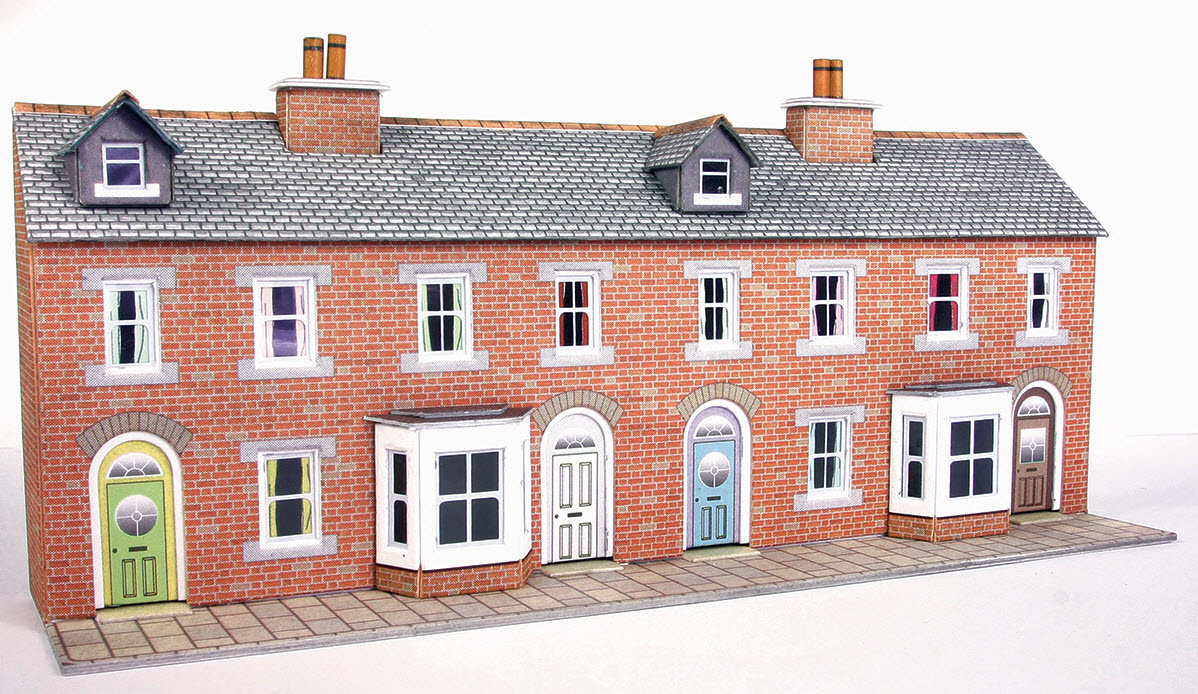 Metcalfe PN174 Red brick terraced house fronts (NGauge)