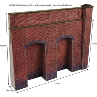 Metcalfe Metcalfe PO244 Retaining wall in red brick (H0/OO gauge)