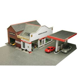 Metcalfe Metcalfe PO281 Tankstation met garage en showroom (Schaal H0/00, Karton)