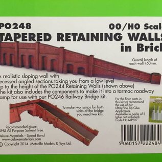 Metcalfe Metcalfe PO248 Tapered retaining wall in red brick (H0/OO gauge)