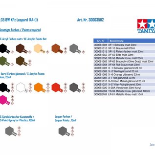 Tamiya Carson Tamiya 35112 BW tank Leopard A4 1/35