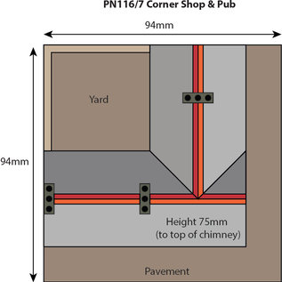 Metcalfe Metcalfe PN117 Corner Shop & Pub in red brick (N gauge)