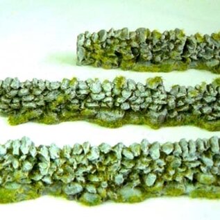 Javis Javis PW2LBDAM Bauernhof hellbraune Trockenmauer beschädigt (Spur H0/00, Resin), ca 13,5 cm