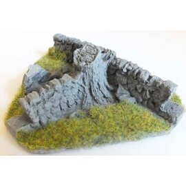 Javis Javis JCORN2RES Dry stone wall corner damaged, with tree stump (Gauge H0/00, Resin), approx. 8 x 9 cm