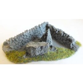 Javis Javis JCORN4RES Trockenmauerwerk Ecke beschädigt, mit Felsbrocken (Spur H0/00, Resin), ca 7 x 9 cm