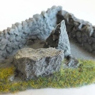Javis Javis JCORN4RES Dry stone wall corner damaged, with boulders (Gauge H0/00, Resin), approx. 7 x 9 cm