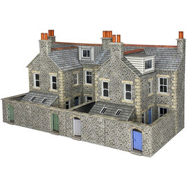 Metcalfe Metcalfe PO305 Achterzijde van rijtjeshuizen in grijze steen (Schaal H0/00, Karton)