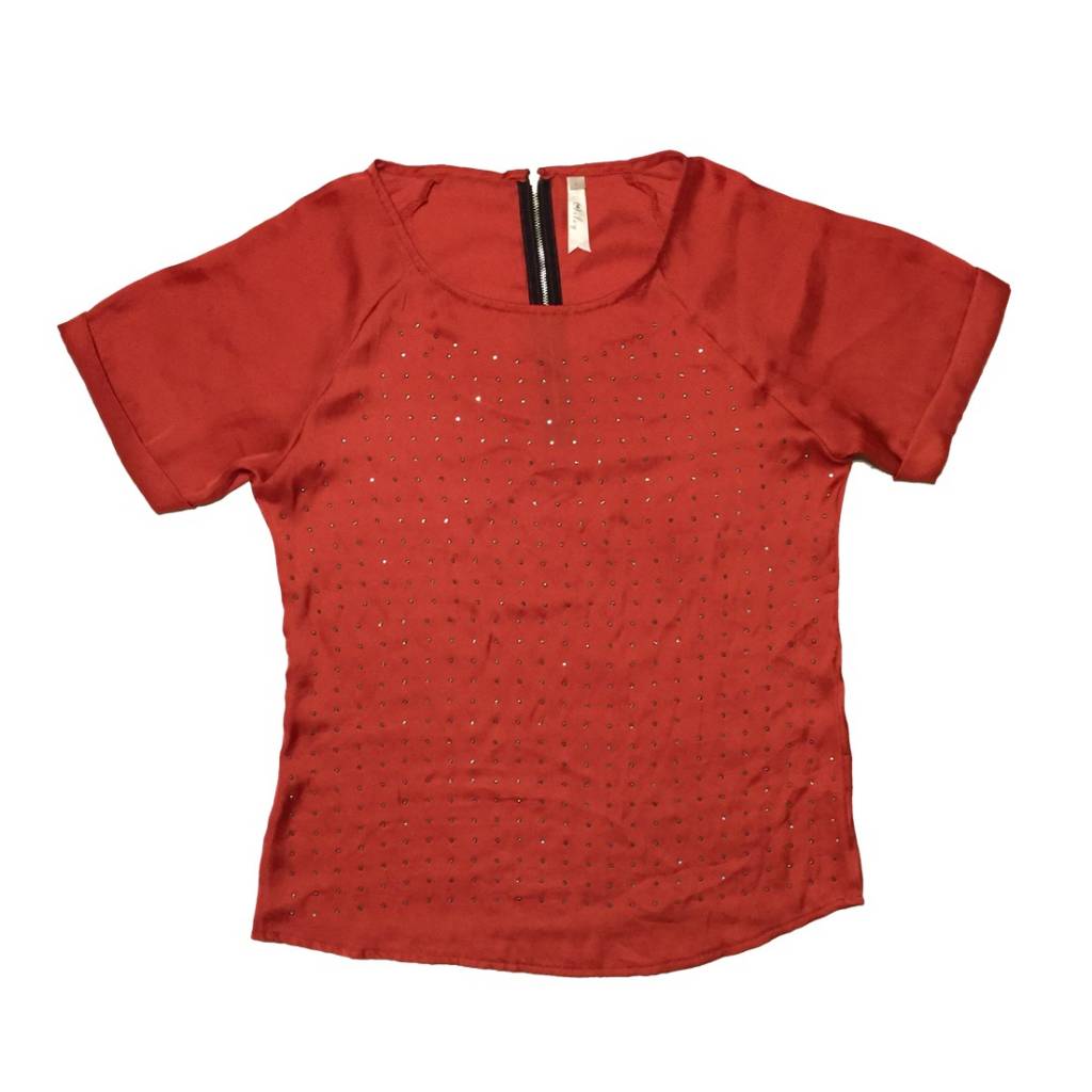 Zachtmoedigheid Startpunt soep Rode polyester blouse, maat L - Tientjeofminder.nl