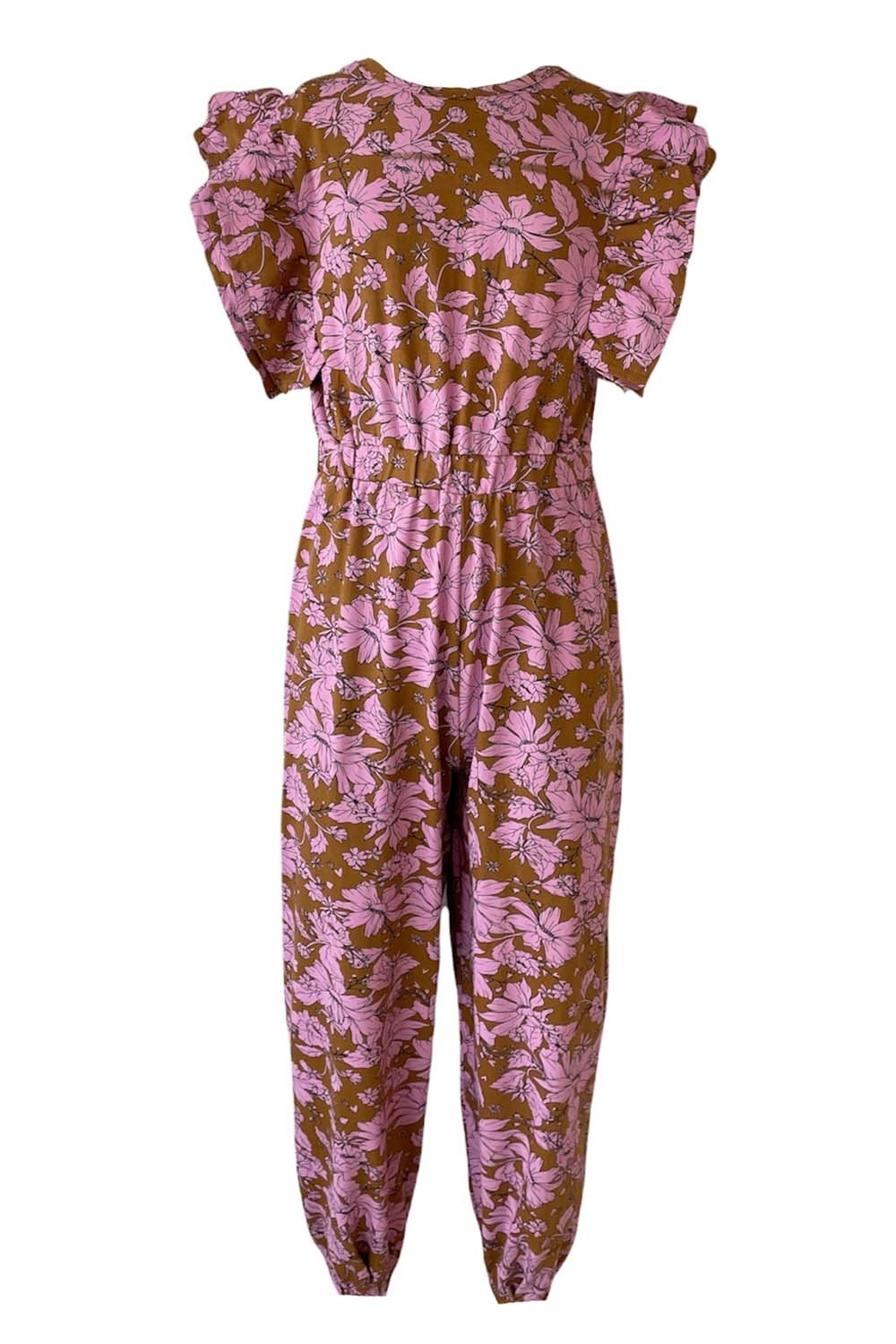 Topitm meisjes korte mouwen jumpsuit Floortje aop Flower Pink