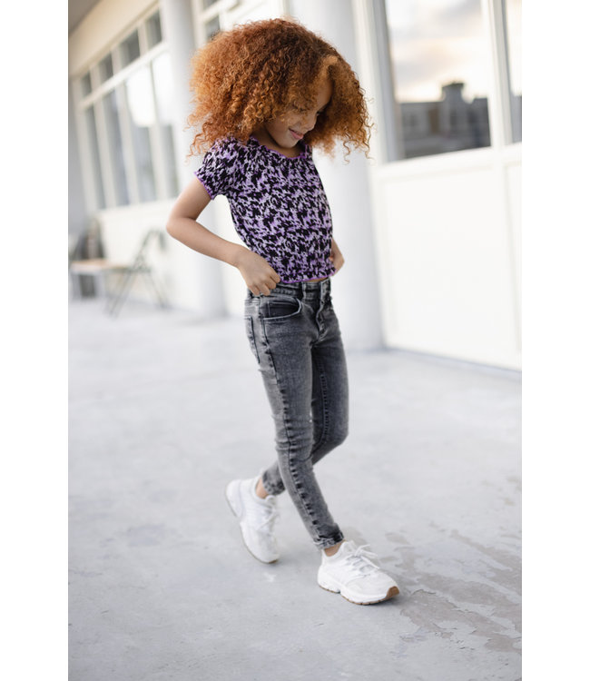 LEVV Little Meisjes blouse - Venice - AOP Lila abstract