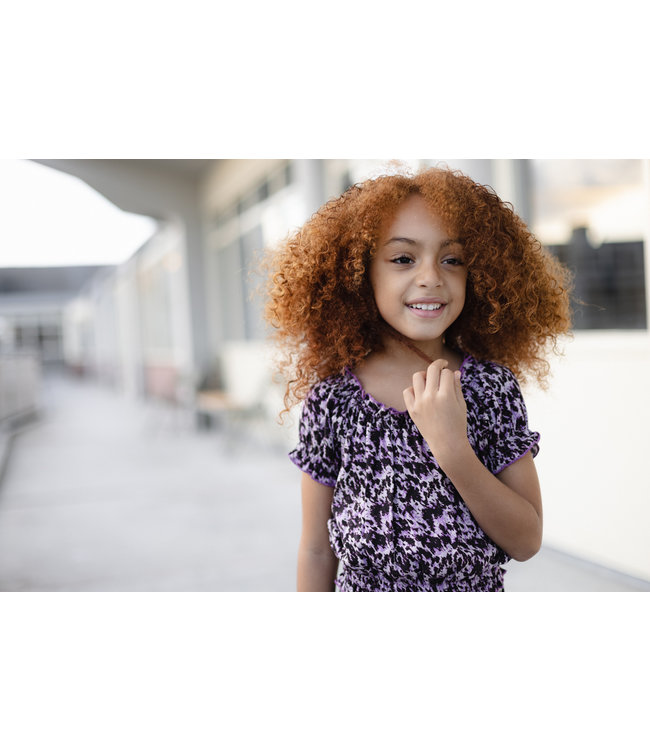 LEVV Little Meisjes blouse - Venice - AOP Lila abstract