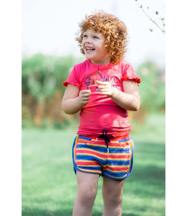 Quapi Meisjes short - Marli - AOP roze koraal gestreept