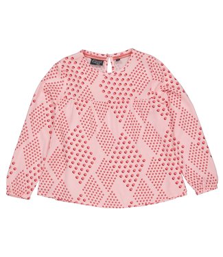 Quapi Meisjes blouse - Mare - AOP roze koraal stippen