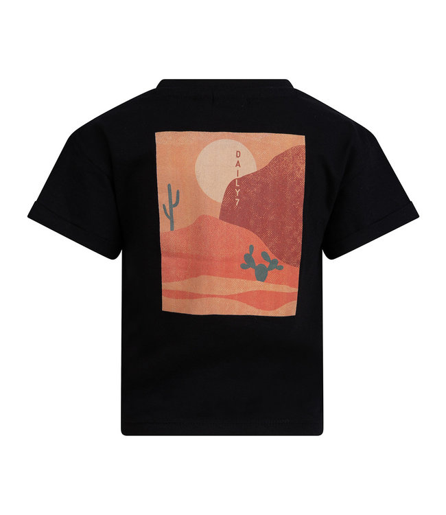 Daily7 Meisjes t-shirt print - Zwart
